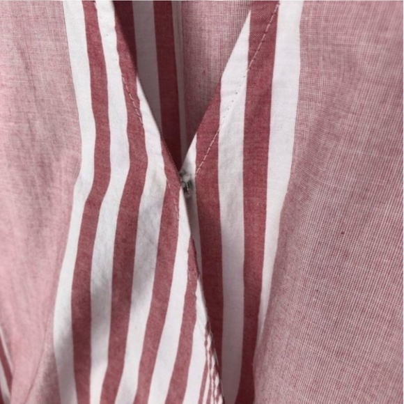 ❤️🤍 Madewell Cotton Ruffle-Hem Wrap Top in Stripe Mix, M - Picture 6 of 10